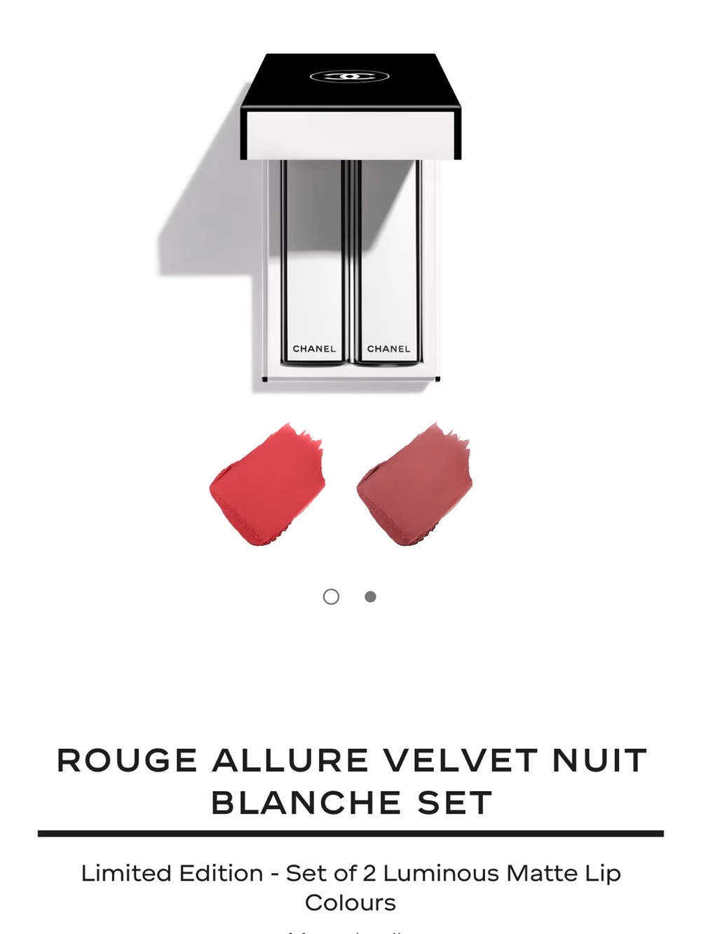 CHANEL Rouge Allure Velvet Lip Duo — White & Black Packaging